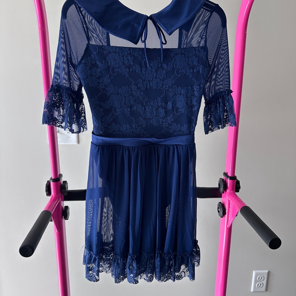 Weissman Navy Blue Lace Kids Dance Costume